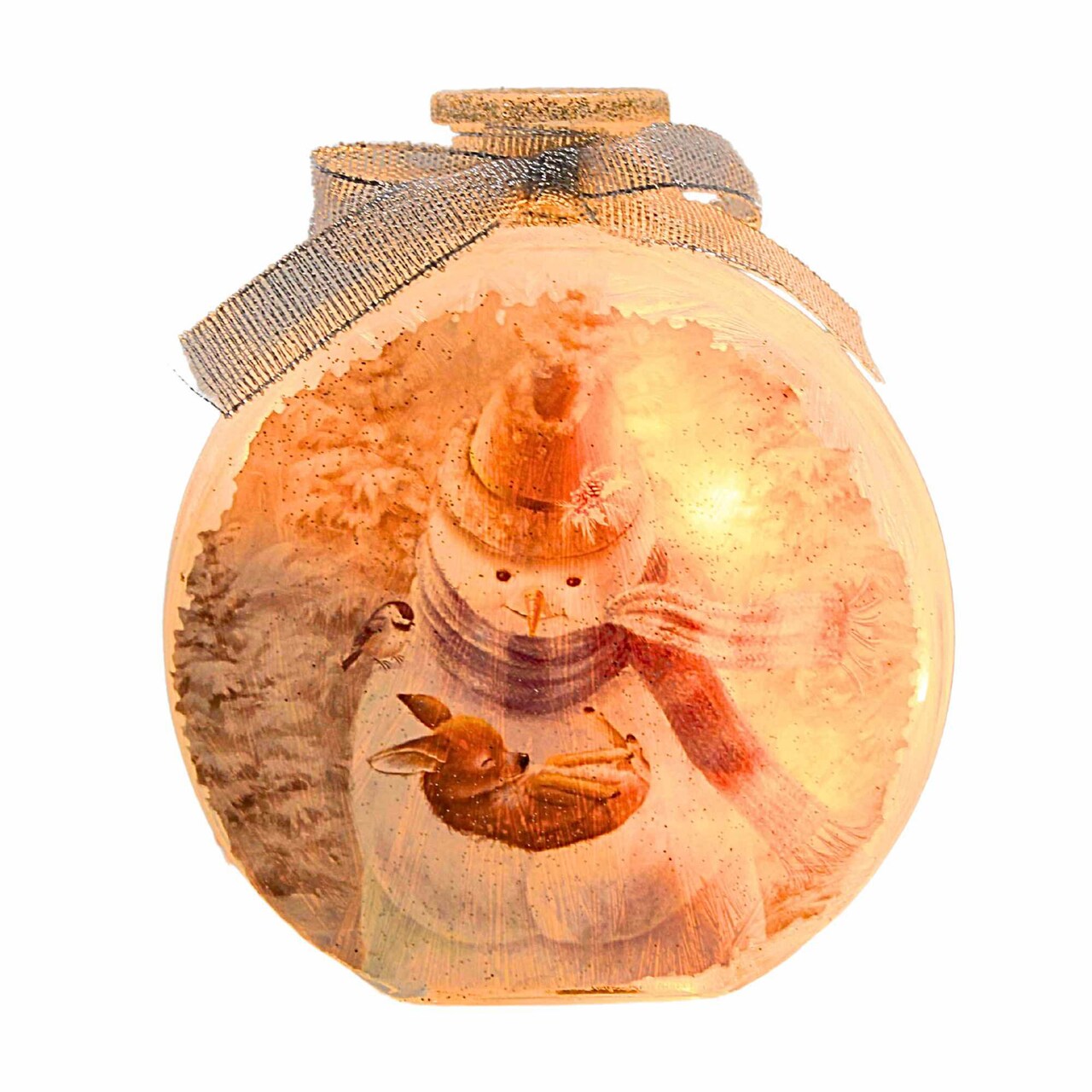 Stony Creek 4.5 Inch Soft Winter Fawn Round Jar Christmas Lighted Glass Accent , Electric Pre-Lit